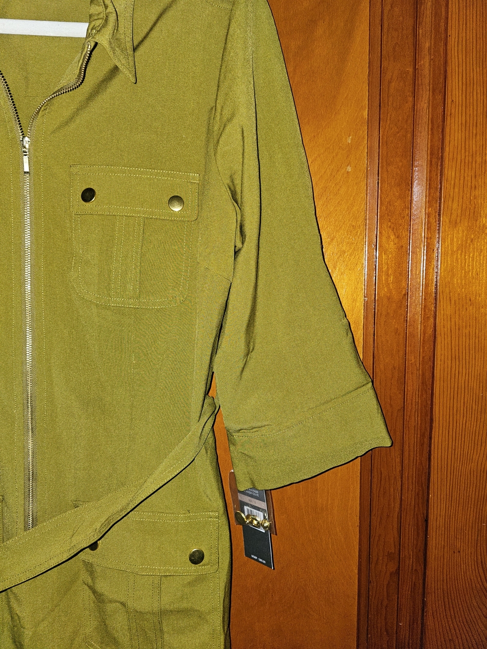 Sharagano Olive Utility Zip-Front Belted Shirt Dress 12 NWT - Picture 9 of 9